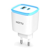 Pengisi Daya Dinding Trio 12W dengan Kabel Mikro Terintegrasi USB Type-C PD 3.0 Adapter 5V 2.4A untuk Rumah Kantor Hotel Perjalanan Putih