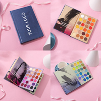 Livre de maquillage de marque privée fard à paupières scintillant logo personnalisé livre de palettes de fard à paupières pressé miroitant