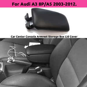 Cubierta de la Tapa de la Caja de Almacenamiento del Reposabrazos de la Consola Central para <span class=keywords><strong>Audi</strong></span> <span class=keywords><strong>A3</strong></span> <span class=keywords><strong>8P</strong></span>/A5 2003-2012, de Cuero PU, Accesorios para Auto - Product Image 2
