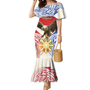 Robe longue sexy asymétrique personnalisable pour la Journée de l'Indépendance des <span class=keywords><strong>Philippines</strong></span>, nouvelle robe moulante sexy avec motif Aigle des <span class=keywords><strong>Philippines</strong></span>, vente en gros - Product Image 1