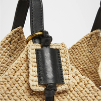 Sac à provisions fourre-tout crocheté en raphia personnalisé de créateur sac à main en paille sac à main tissé épaule plage