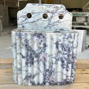 Hotel kamar mandi kustom Calacatta Viola marmer wastafel pabrik mewah dibuat dudukan dinding <span class=keywords><strong>Vanity</strong></span> - Product Image 4