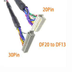 Kabel Sambungan DF20-30DS-1C ke DF13-20DS-1.25C  Konektor Wire Harness 1.0 & 1.25mm Pitch LVDS Kabel Sinyal Layar LCD Dengan Selang PVC Hitam - Product Image 1