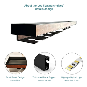 Estante Led de una sola capa para colgar en la pared de la <span class=keywords><strong>biblioteca</strong></span>, estante de Metal de acero para libros, juguetes para cigarrillos, estante <span class=keywords><strong>flotante</strong></span> para Tv con luz - Product Image 5