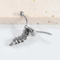 Divertido y Único Anillo para Ombligo con Colgante de Pene Móvil de Acero Inoxidable, Joyería Punk Hip-Hop para Piercing Corporal