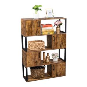 Moderno Boho Modulare Book Cabinet 6 Cub Storage Scaffale per libri in legno acciaio metallo nero industriale scaffali libreria - Product Image 1