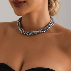 Joyería transfronteriza europea y americana pintura en aerosol vidrio hecho a mano con cuentas Cadena de clavícula Ins gargantilla de textura de alta calidad - Product Image 3