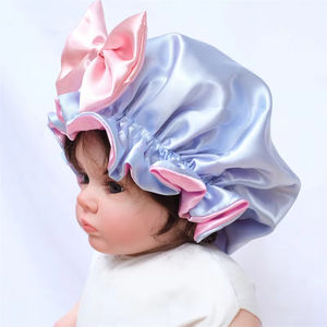 子供用サテンリボンスリープキャップ、伸縮性のあるシルクのような丸いベビーボンネット、幼児の髪を保護する帽子 - Product Image 6