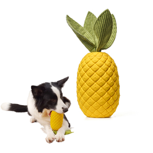 Toptan dayanıklı doğal kauçuk köpek çiğneme oyuncakları çevre dostu gıcırtılı ananas diş çıkarma köpek oyuncak - Product Image 1