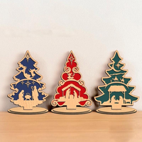 Ornement de table de crèche de Noël en bois 22,3x25cm, décoration découpée au laser pour cheminée, étagère, église, cadeau de Noël