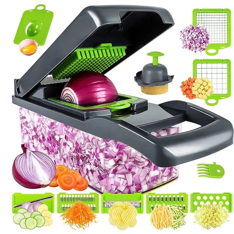 Vendita calda accessori per la cucina 15 In 1 manuale affettatrice per alimenti a base di cipolle e taglierina vegetariana