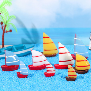 ZAKKA <b>Miniature</b> Resin Sailboats Model Craft Home Decoration Artistic Ornament Irregular Shape WX-56 - Product Image 1