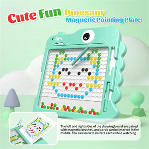 Bambini giocattolo educativo Montessori colorato Cartoon Art Dot Beads Pen Dinosaur Magnetic Drawing Board - Product Image 2