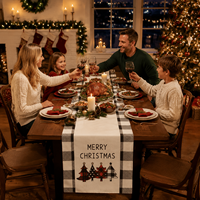 Chemin de table réutilisable et durable pour décorations de Noël, rouge et blanc, motif flocon de neige, pour fournitures de fêtes et décorations de Noël