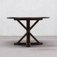 Table à manger ronde de luxe de style mid-century, en chêne massif, fabriquée à la main, pour ferme, villa ou salle à manger
