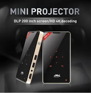 DLP Proyektor Portabel Mini, Proyektor Portabel Mini 4K 1080P Cerdas Android Wifi BT Quad Core untuk Teater Rumah