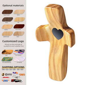 Cruz de Bolsillo Hecha a Mano de Madera de Olivo, Juguete Antiestrés para la Oración Cristiana y el Confort Espiritual - Product Image 1
