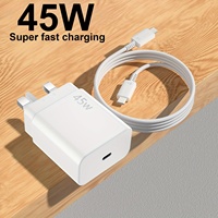 Chargeur mural rapide PD 45W de haute qualité, adaptateur de chargeur Type-C à port unique UK/EU pour téléphones mobiles