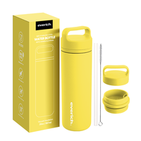 Bouteille en acier inoxydable à isolation sous vide avec couvercle anti-fuite de 20 oz pour les voyages longue distance avec poignée