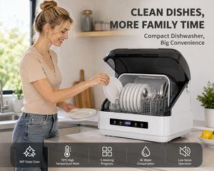 Lave-vaisselle portable de comptoir compact mini semi-automatique, capacité 4 couverts, nettoyage intelligent pour maison, cuisine, appartement - Product Image 2