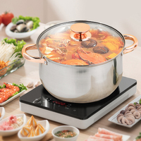 Vente en gros 430 cuisson à double fond en acier inoxydable ensemble de chauffe-plats à haut stock marmite à soupe et à bouillon avec couvercle