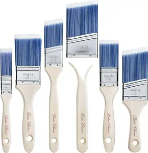 Artists Paint Brush Set Wooden Paint Brush 6 Pack Set Treated Wooden Handle Paint Brushes for Stain