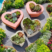 Pot de plante succulente en forme de cœur, cactus, pot de fleurs, décoration intérieure et extérieure tendance, patio, jardin, maison, pépinière, ciment, revêtement en poudre