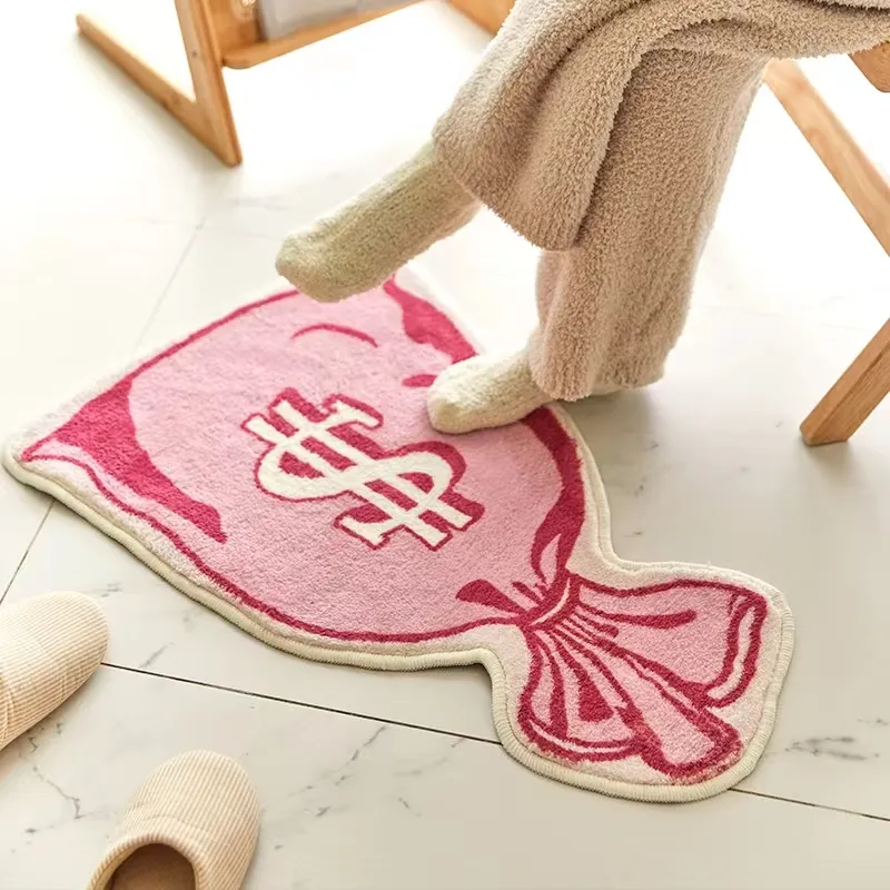Tapis personnalisé Logo argent forme tapis de sol Anime drôle paillasson mignon tapis personnalisé