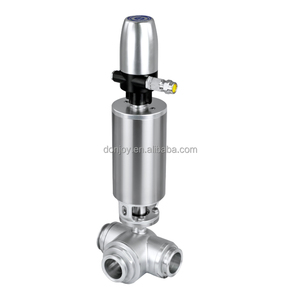 DONJOY Válvula de Bola Sanitaria de Acero Inoxidable 304 316 de 3 Vías Accionada Neumáticamente de 2 Pulgadas QF-3T-23 - Product Image 1