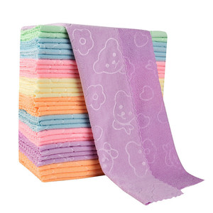 Serviettes en microfibre gaufrées motif dessin animé du fabricant 30*60 Corail 1 Yuan ; Serviettes moelleuses colorées du vendeur ambulant 2 Yuan - Product Image 3