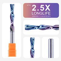 Fraise en spirale en carbure de tungstène, queue de 1/4 po, revêtement Nano Bleu, 60HRC, coupe descendante, hélice à 45°, personnalisable OEM, pour routeur CNC