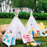 Tente de camping extérieure quatre saisons pour enfants, en toile, peinte à la main avec des graffitis, pour une chambre