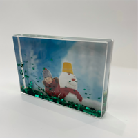 Cadre photo flottant en acrylique épais et robuste 4x6 avec confettis et flocons de neige liquides pour décoration de Noël et affichage de photos