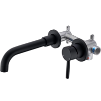 Robinet de lavabo mural moderne en acier inoxydable poli à double poignée avec capteur tactile et cartouche céramique, largeur 8 pouces