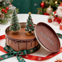 Populaire rond four-sûr de qualité alimentaire or Tiramisu plat grand rond étain gâteau de mariage boîte en métal bonbons Biscuit emballage
