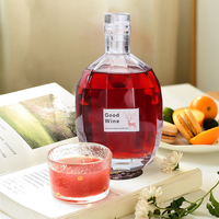 Bouteille de Luxe Transparente pour Vin de Fruits, Spiritueux, Whisky, Liqueur, Boissons, 250ml, 375ml, 500ml, avec Couvercle en Verre