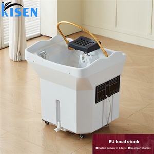 KISEN Stock UE Bac de lavage portable pour salon de coiffure avec circulation d'eau, équipement de spa capillaire, bac à shampoing avec deux réservoirs d'eau - Product Image 6