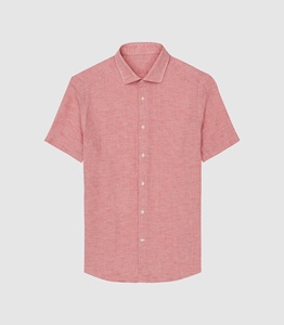 <span class=keywords><strong>Camicia</strong></span> da uomo in <span class=keywords><strong>lino</strong></span> 100% <span class=keywords><strong>rosa</strong></span>, casual, slim fit, a maniche corte, con bottoni sul davanti. - Product Image 5
