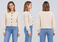 Cardigan long surdimensionné pour femme en tricot épais à manches lanternes, ouvert sur le devant avec fente latérale, en pointelle, collection automne-hiver