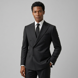 Blazer formel en laine croisé pour homme, coupe ajustée, imperméable, coupe-vent, respirant, col cranté - Product Image 1
