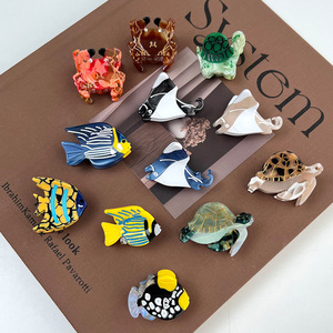 Mignon océan thème acétate pinces à cheveux tortue <span class=keywords><strong>crabe</strong></span> poisson hirondelle <span class=keywords><strong>Mini</strong></span> pinces à griffes pour femmes épingles à cheveux pour frange côté cheveux - Product Image 1