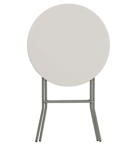 Katlanır yüksek bar masaları 23.6in yuvarlak beyaz plastik Bar yüksekliği katlanır kokteyl masası partiler için, veranda düğün yemek odası - Product Image 4