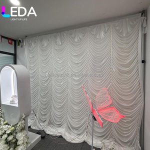 LEDA Promotion Rideau de fond de scène 3x3m en soie glacée de luxe à volants ondulés pour décoration de fête d'anniversaire et de mariage - Product Image 6