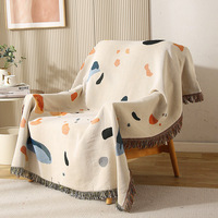 Housse de canapé jacquard personnalisée, design moderne, écologique, abstrait, color block, style bohème nordique, tapisserie décorative à franges
