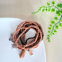 Handgefertigtes DIY-Material-Set, Bestseller Mehrschichtige Acryl-Kunststoff-Blumen in Unregelmäßiger Form, Silber/Braun/Schwarz, Boho-Perlen