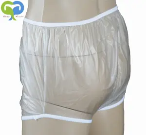 Sous-vêtements d'incontinence Couche adulte pour femmes Grandes couches jetables vinyle pantalon en plastique transparent
