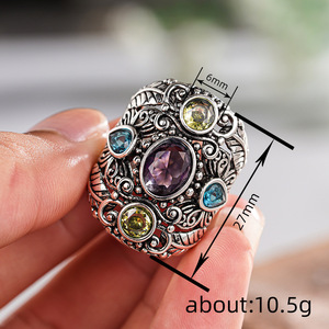 Anello Vintage con Texture a Foglia per Donne, Stile Etnico, Accessorio da Dito Audace e alla Moda per Feste, Regalo - Product Image 4