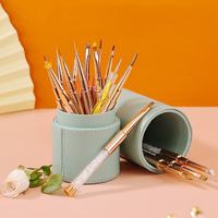 Lot de 15 pinceaux à ongles de luxe à pointe fine pour artiste, manche en plastique, pour manucure, gel acrylique, ovale serti, commande en gros OEM