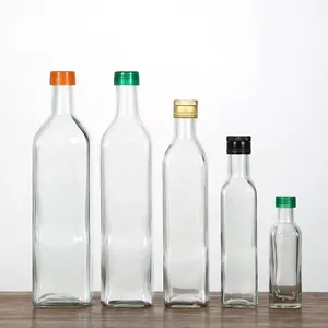 Vierkante clear glas fles voor olijfolie azijn 250 ml 500 ml 750 ml 1 liter