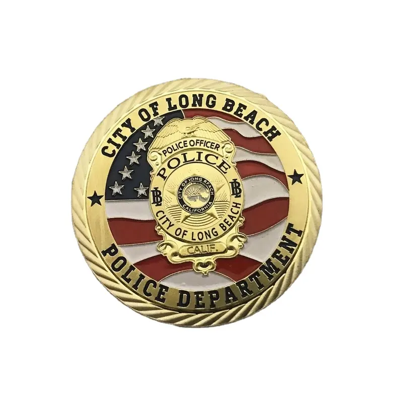 CITY OF LONG BEACH st michael Gold Plated Collection CHALLENGE COIN